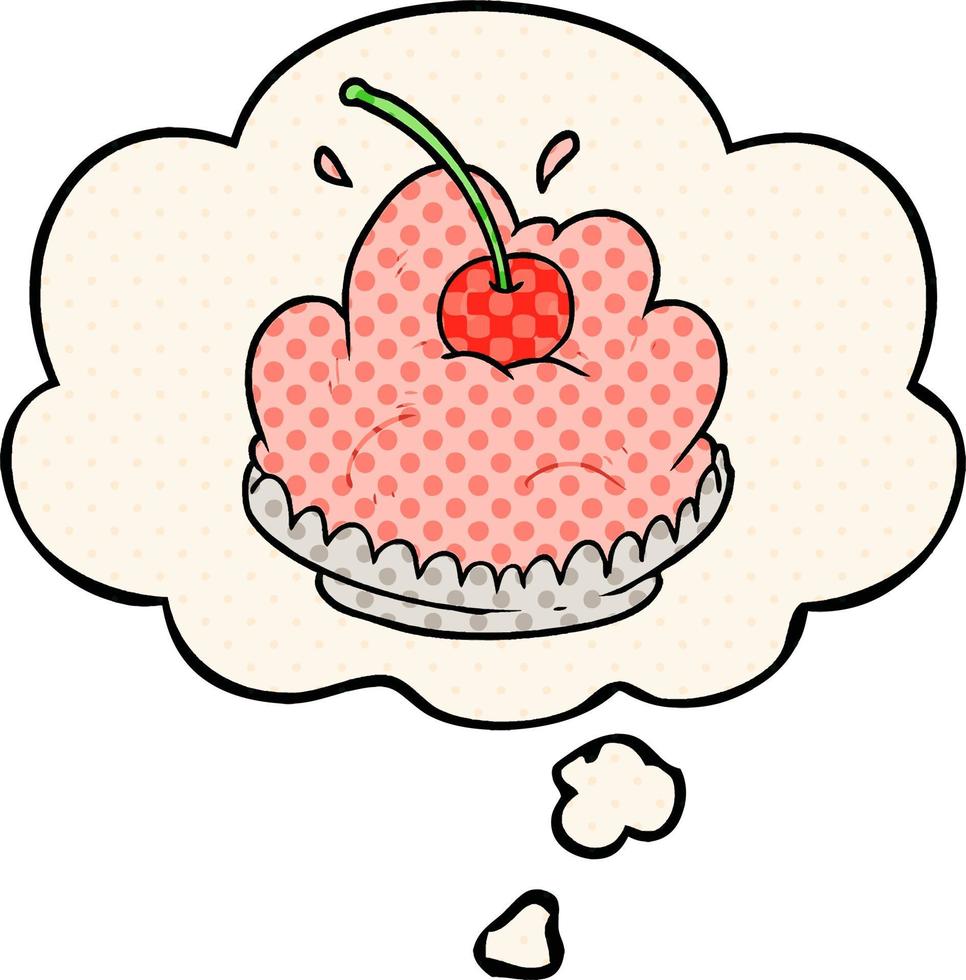 cartoon dessert and thought bubble in comic book style vector