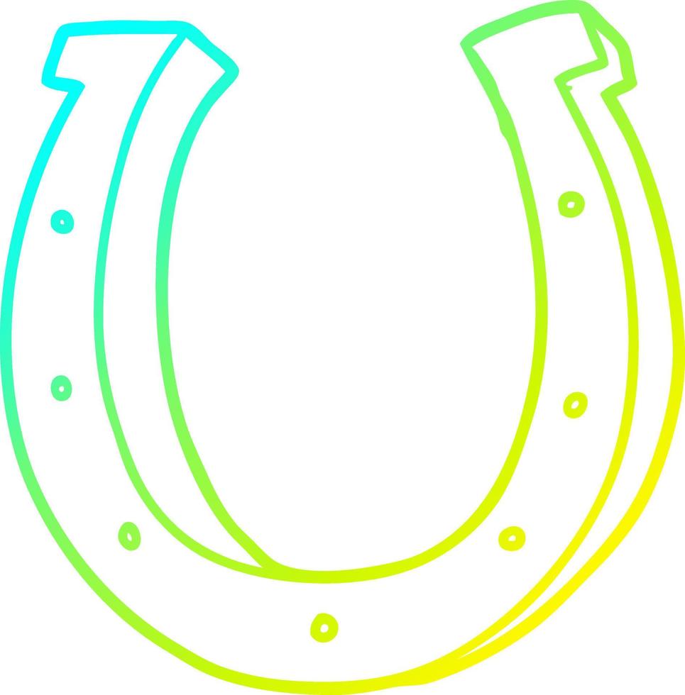 cold gradient line drawing cartoon iron horse shoe vector