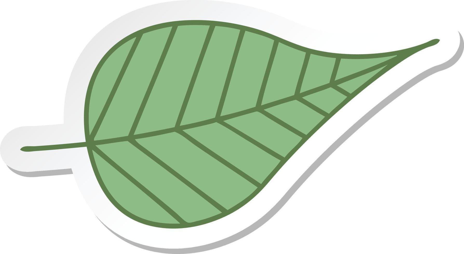 sticker of a cute cartoon green leaf vector