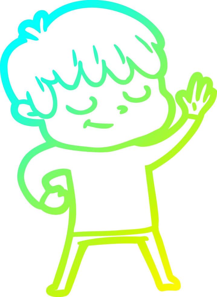 cold gradient line drawing cartoon happy boy vector