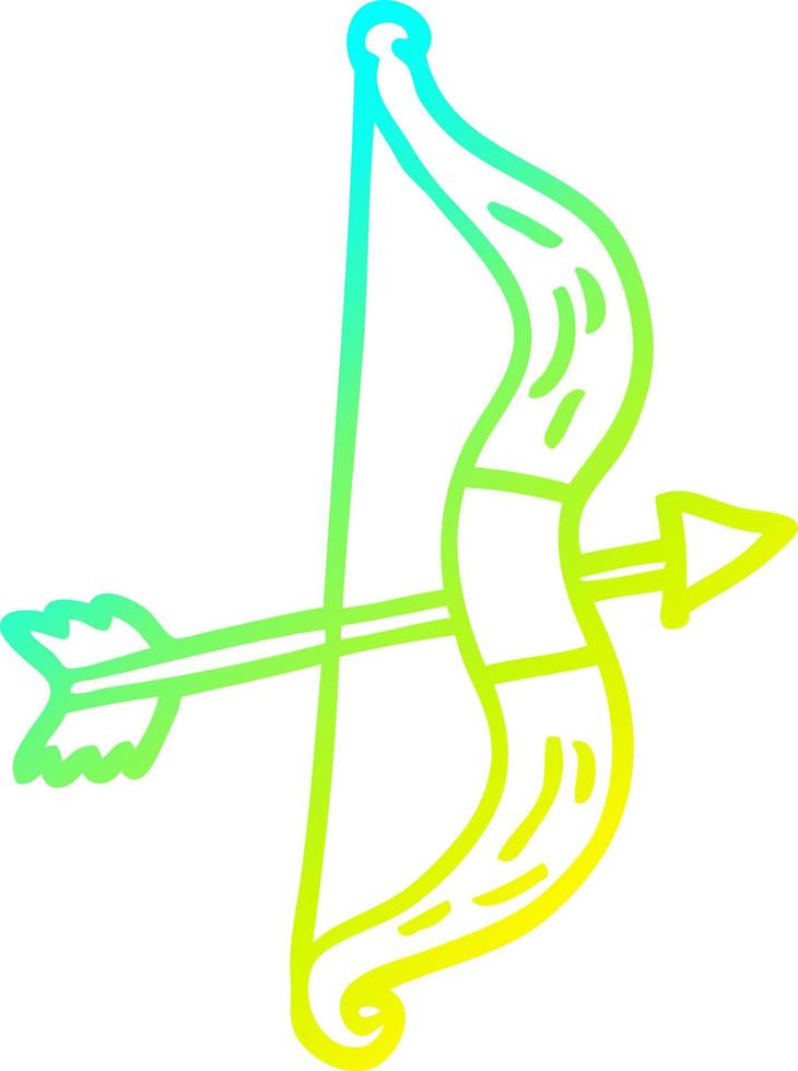 cold gradient line drawing cartoon bow and arrow vector