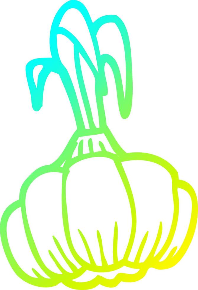 cold gradient line drawing cartoon sprouting garlic vector