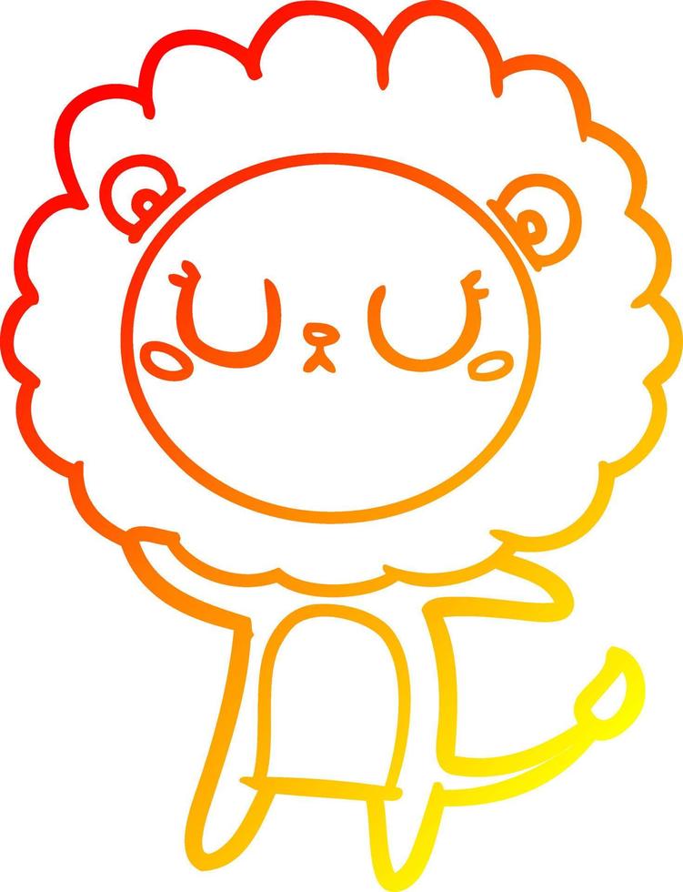 warm gradient line drawing cartoon lion vector