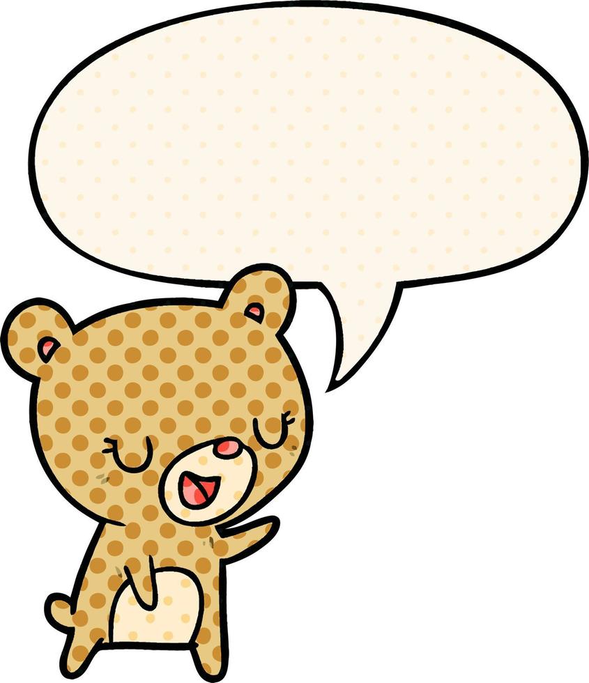 cartoon bear and speech bubble in comic book style vector