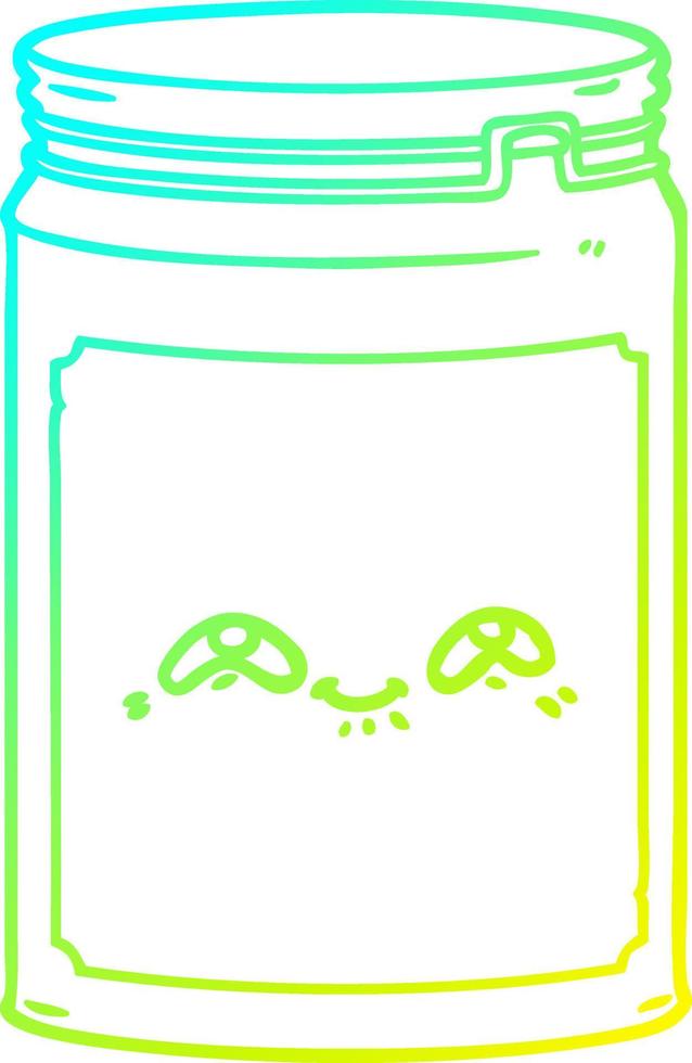 cold gradient line drawing cartoon glass jar vector