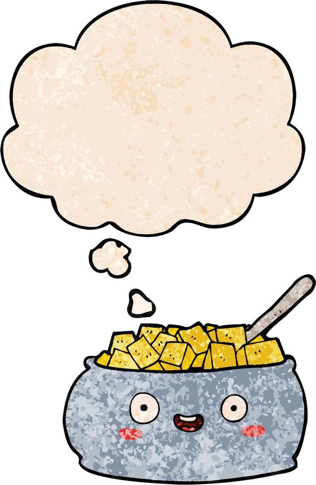 cute cartoon bowl of sugar and thought bubble in grunge texture pattern style vector