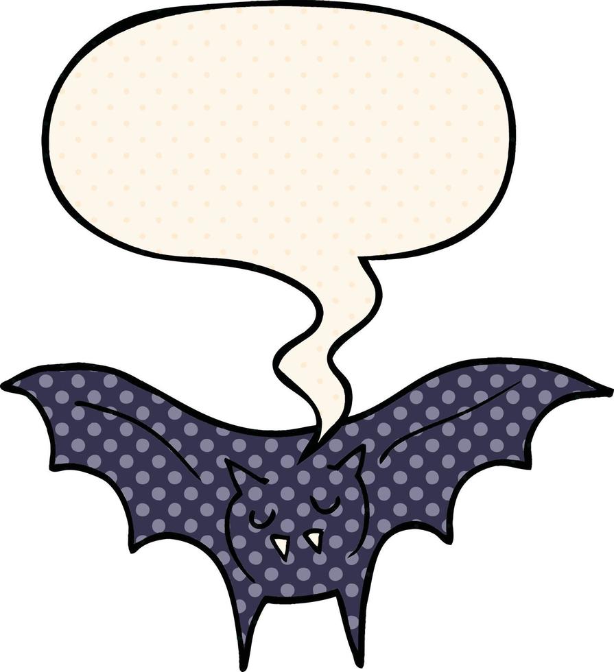 cartoon vampire bat and speech bubble in comic book style vector