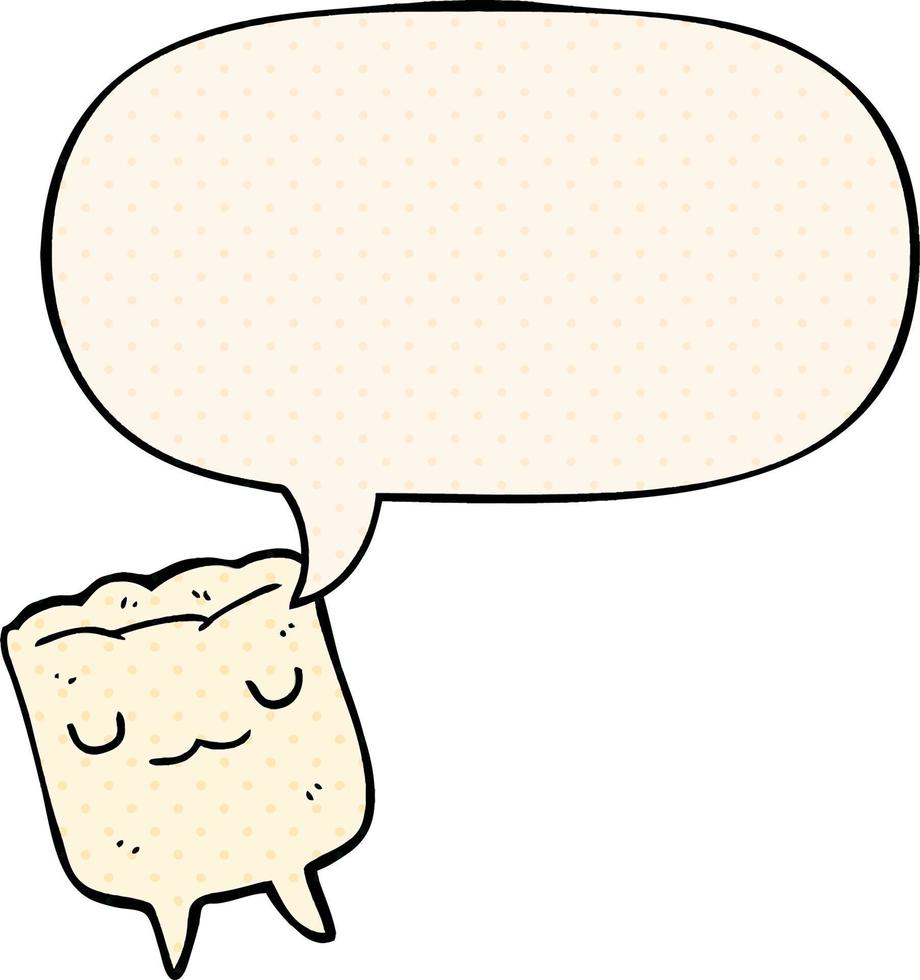 cartoon tooth and speech bubble in comic book style vector