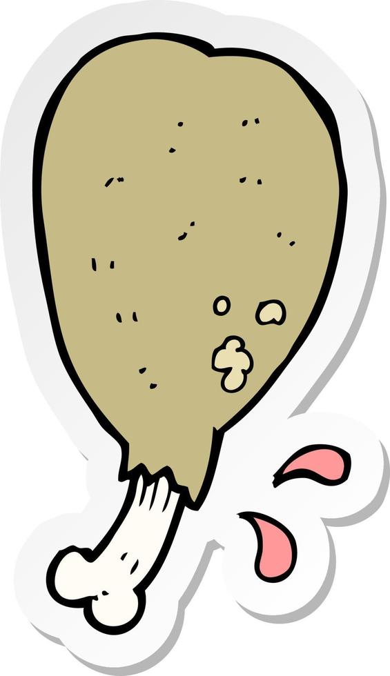 sticker of a cartoon chicken leg vector