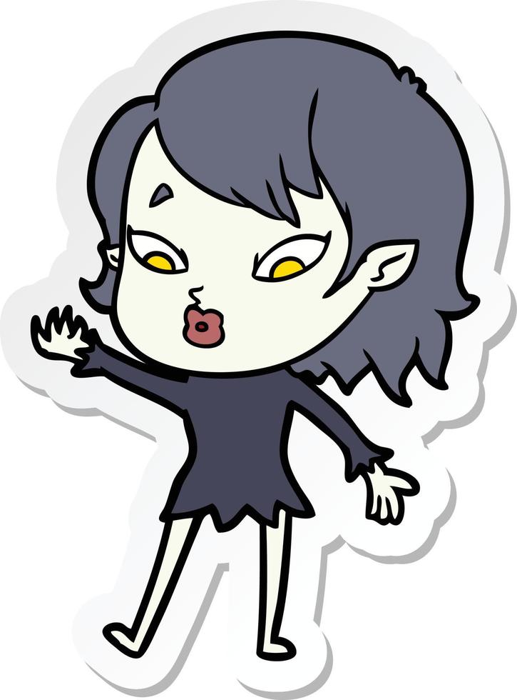 sticker of a cute cartoon vampire girl vector