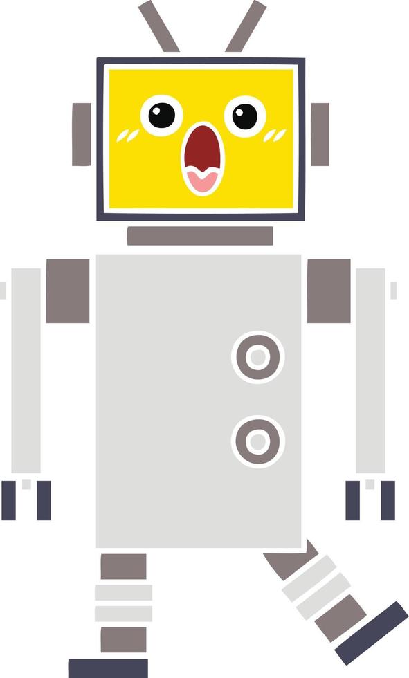 flat color retro cartoon robot vector