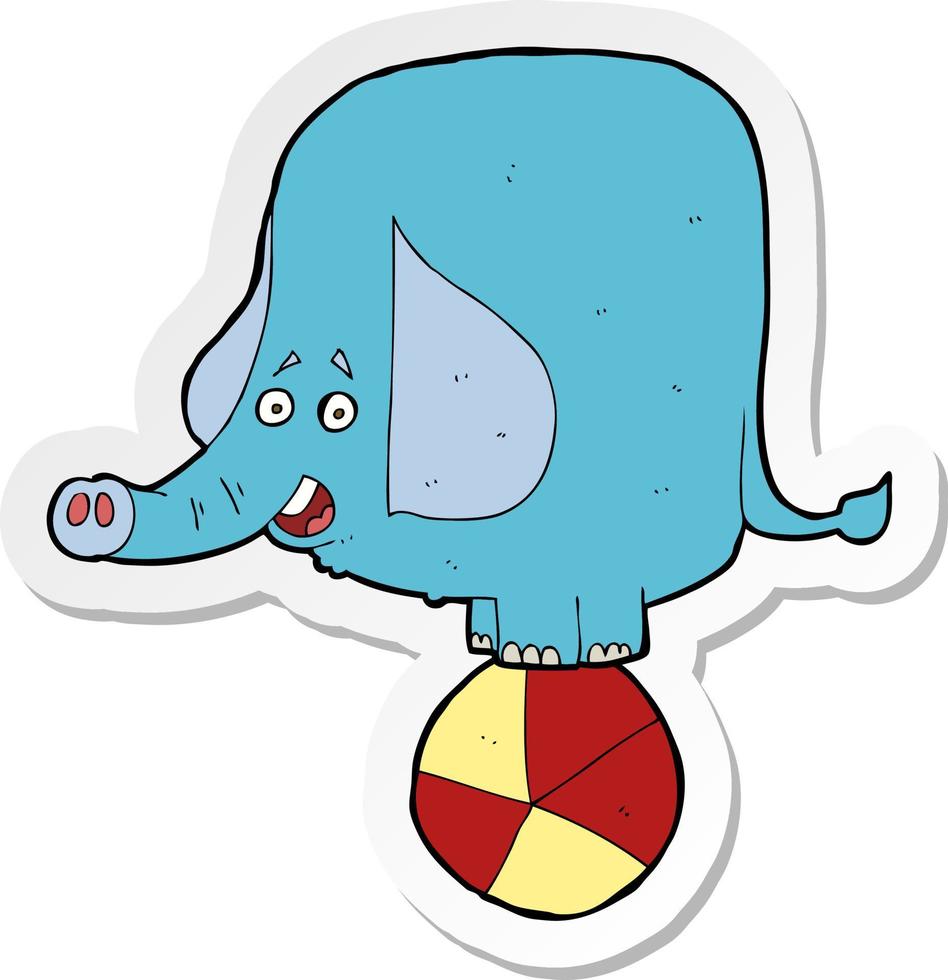 sticker of a cartoon circus elephant vector