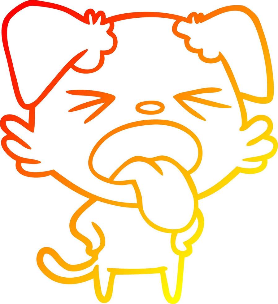 warm gradient line drawing cartoon disgusted dog vector