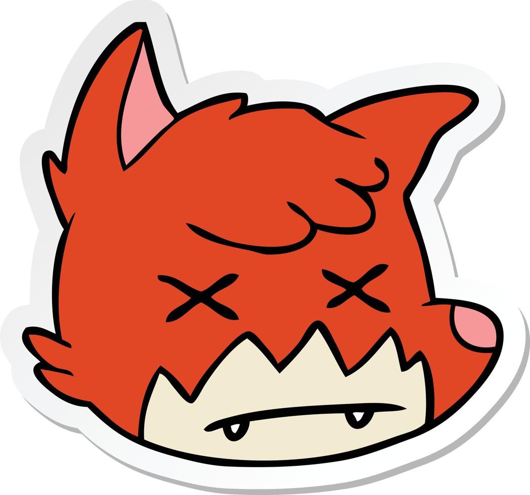 sticker of a cartoon dead fox face vector