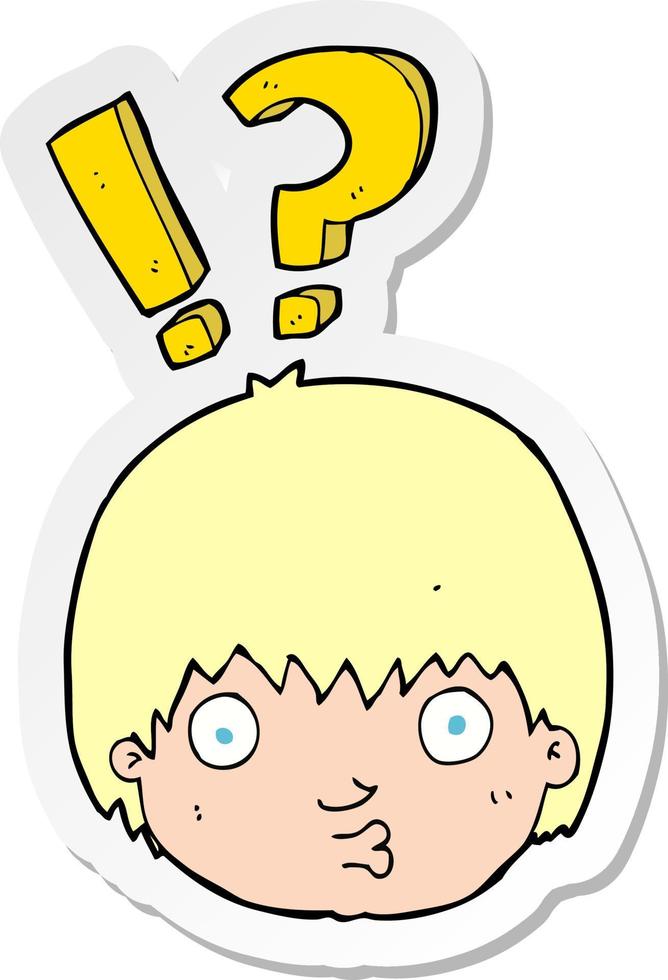 sticker of a cartoon curious face vector