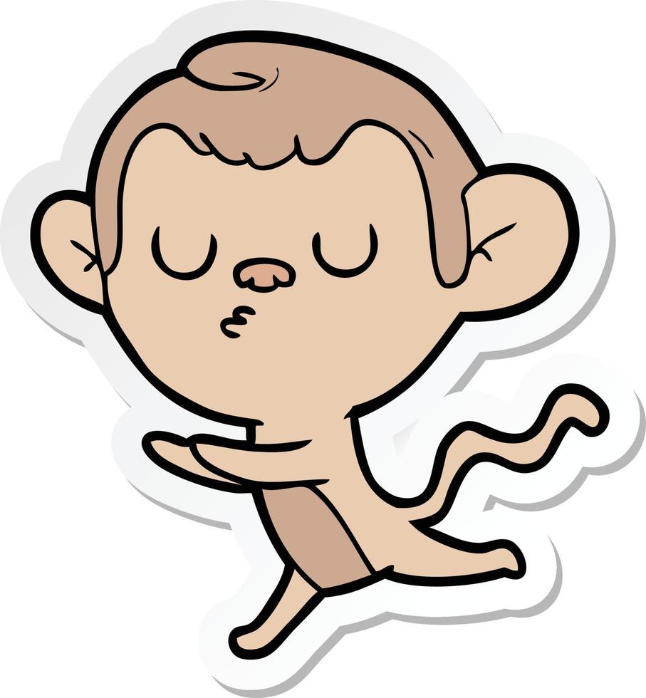 sticker of a cartoon monkey vector