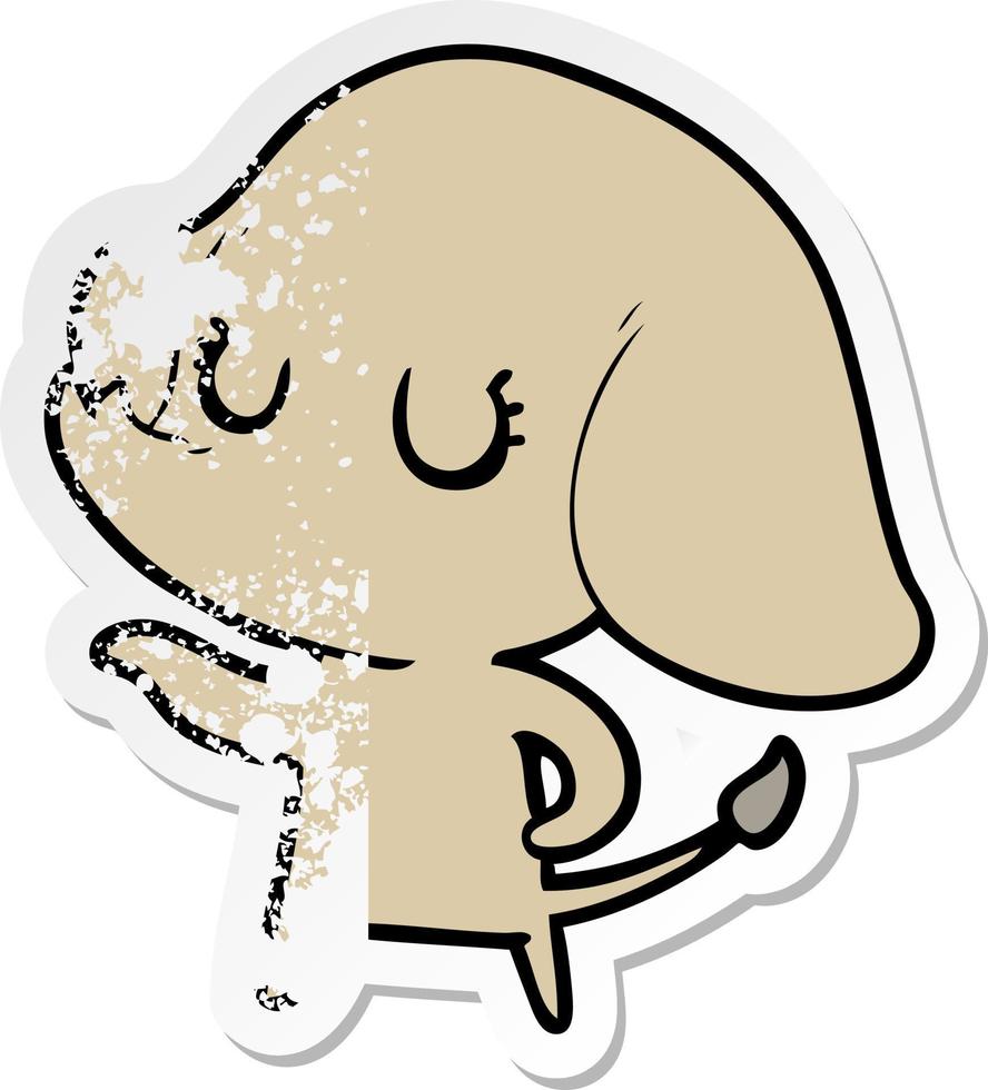 distressed sticker of a cute cartoon elephant vector