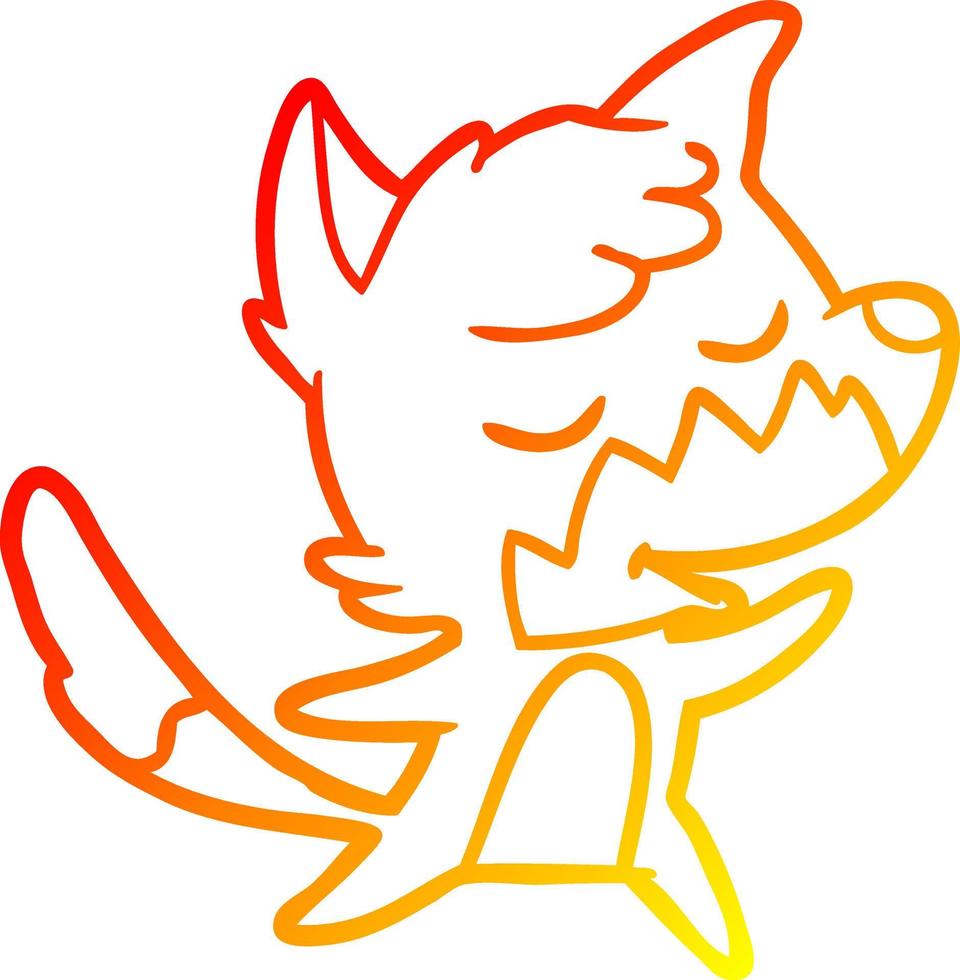 warm gradient line drawing friendly cartoon fox vector