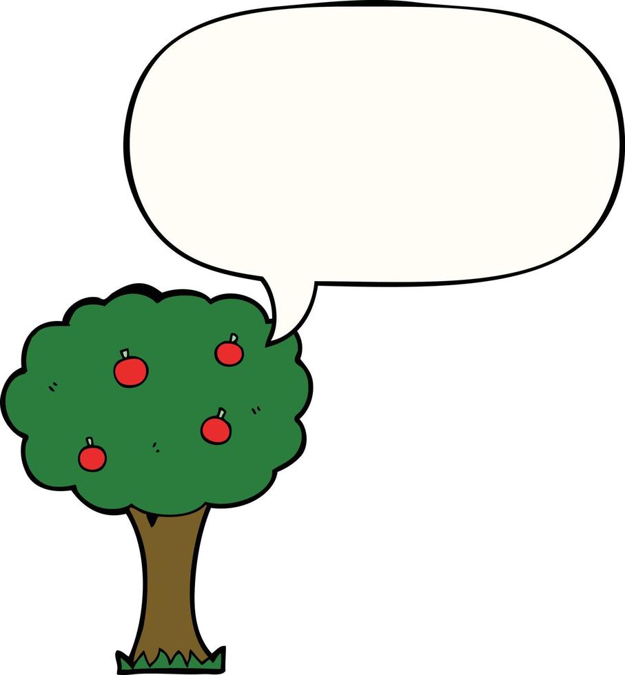 cartoon apple tree and speech bubble vector