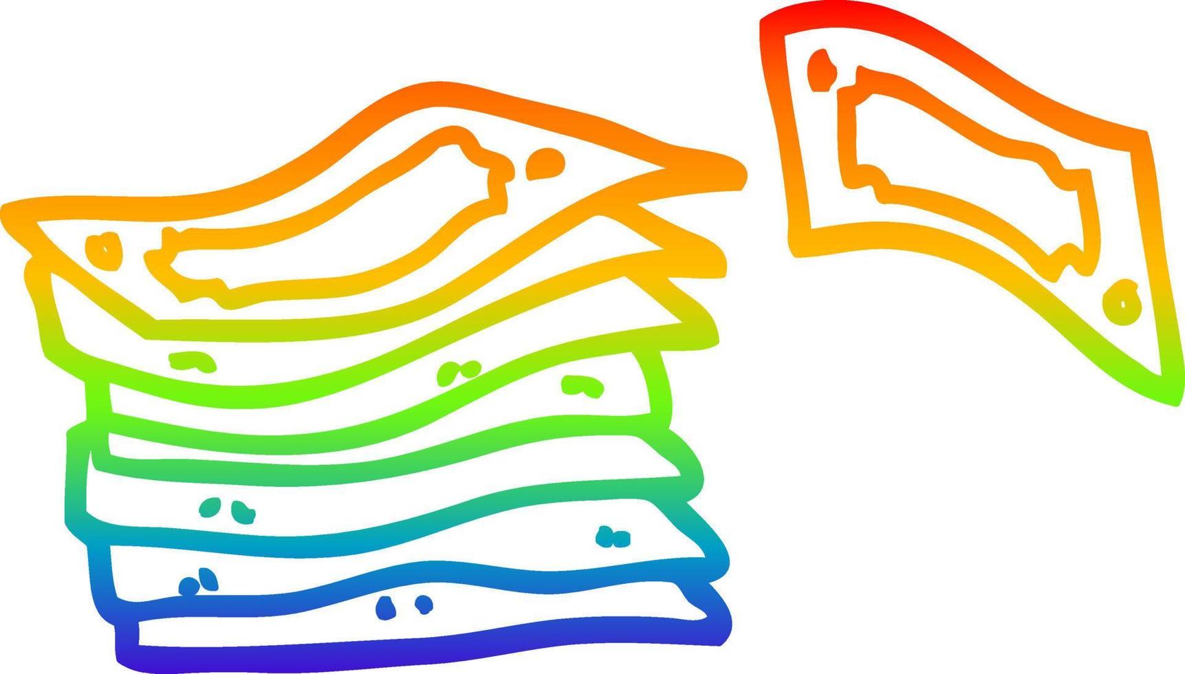 rainbow gradient line drawing cartoon stack of money vector
