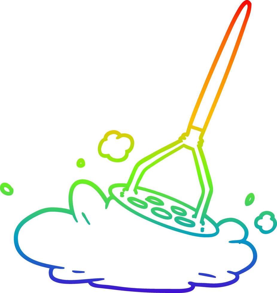 rainbow gradient line drawing cartoon potato masher vector