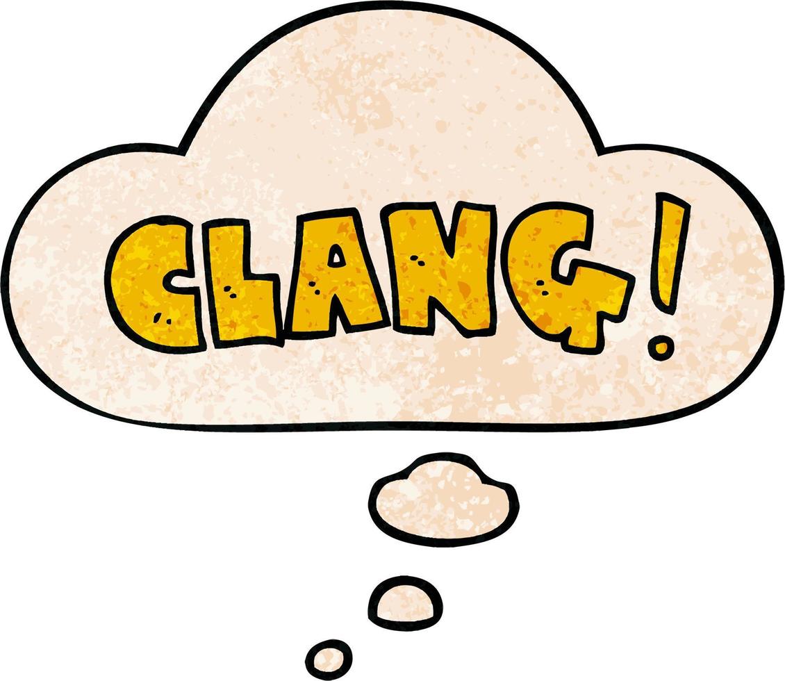 cartoon word clang and thought bubble in grunge texture pattern style vector