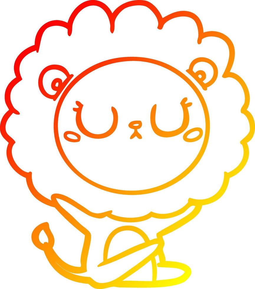 warm gradient line drawing cartoon lion vector