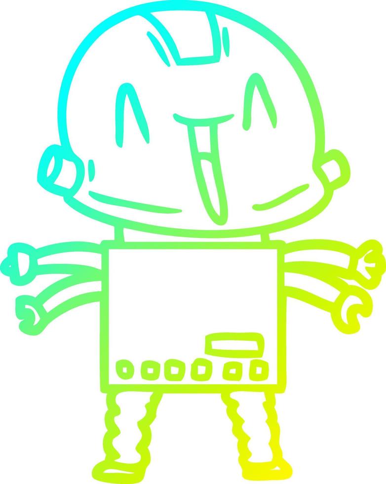 cold gradient line drawing cartoon robot vector