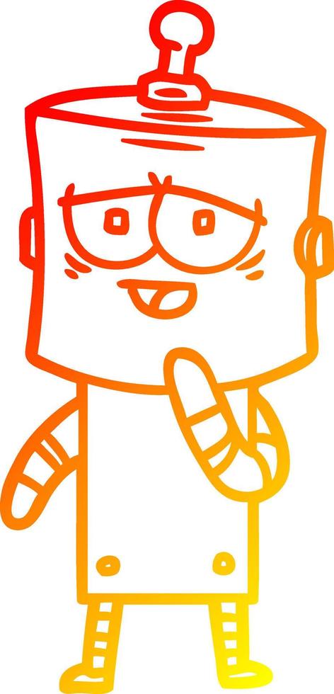 warm gradient line drawing cartoon robot vector
