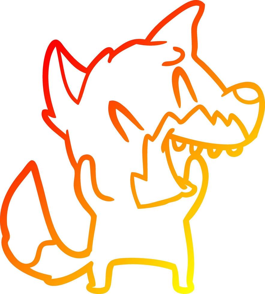 warm gradient line drawing laughing fox cartoon vector