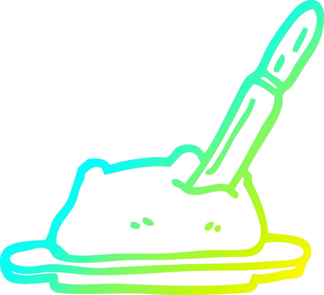 cold gradient line drawing cartoon butter and knife vector