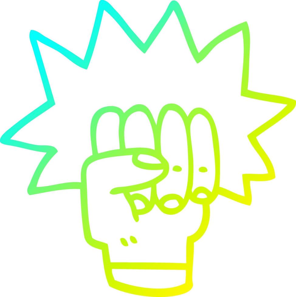 cold gradient line drawing cartoon punching fist vector