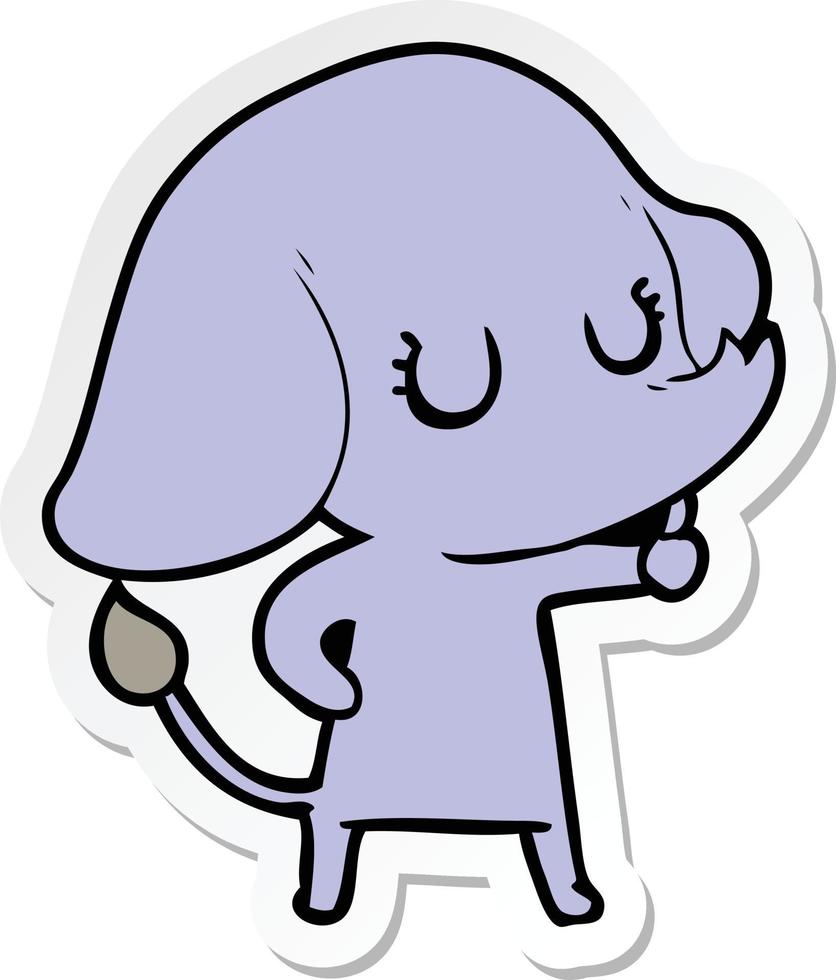 pegatina de un lindo elefante de dibujos animados vector