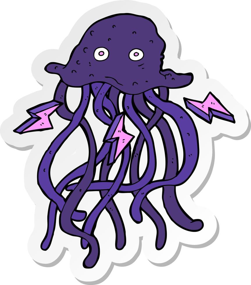 sticker of a cartoon octopus vector