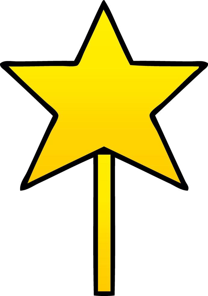 gradient shaded cartoon star wand vector