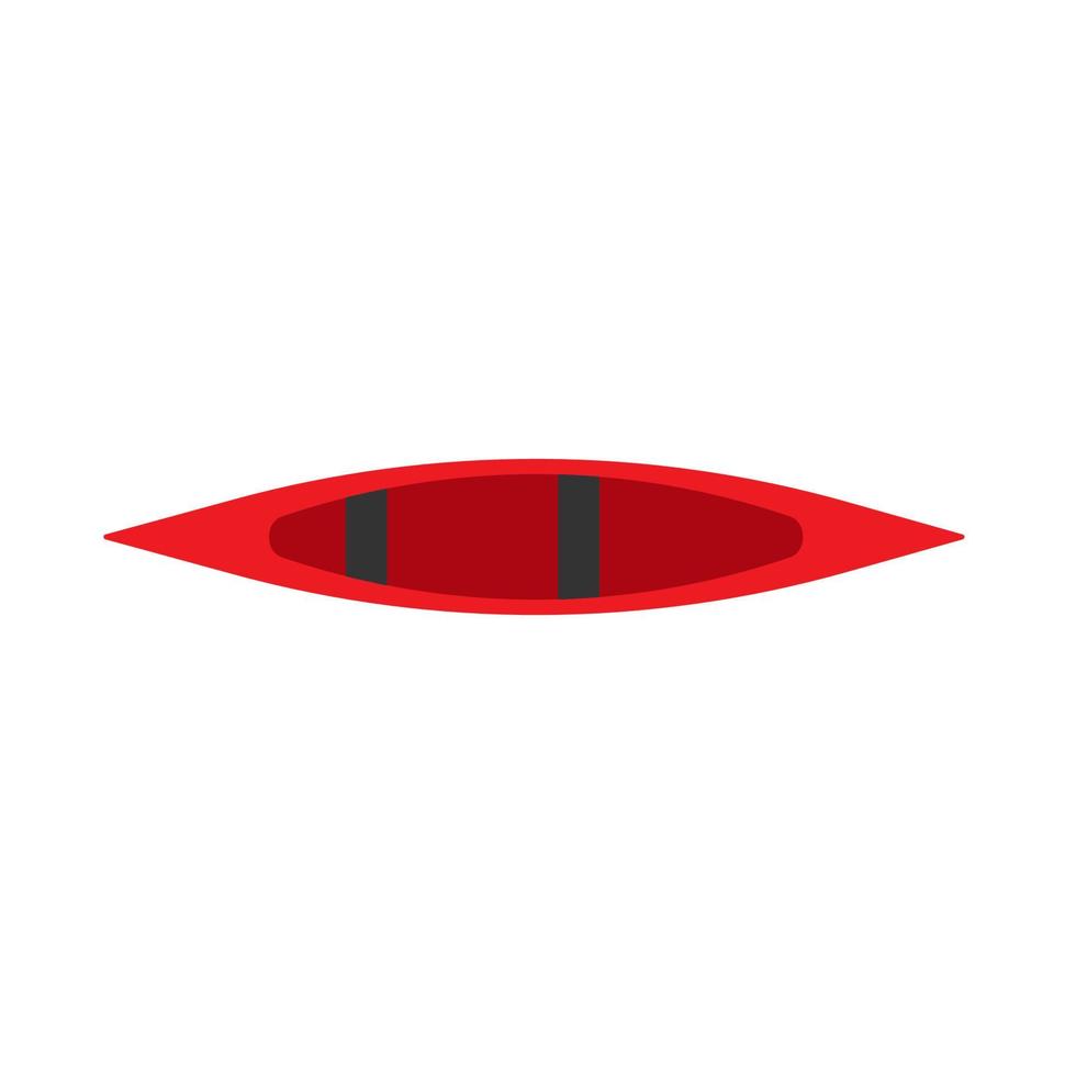 Canoe red activity tourism kayak top view vector. Extreme sports transport river adventure icon vector