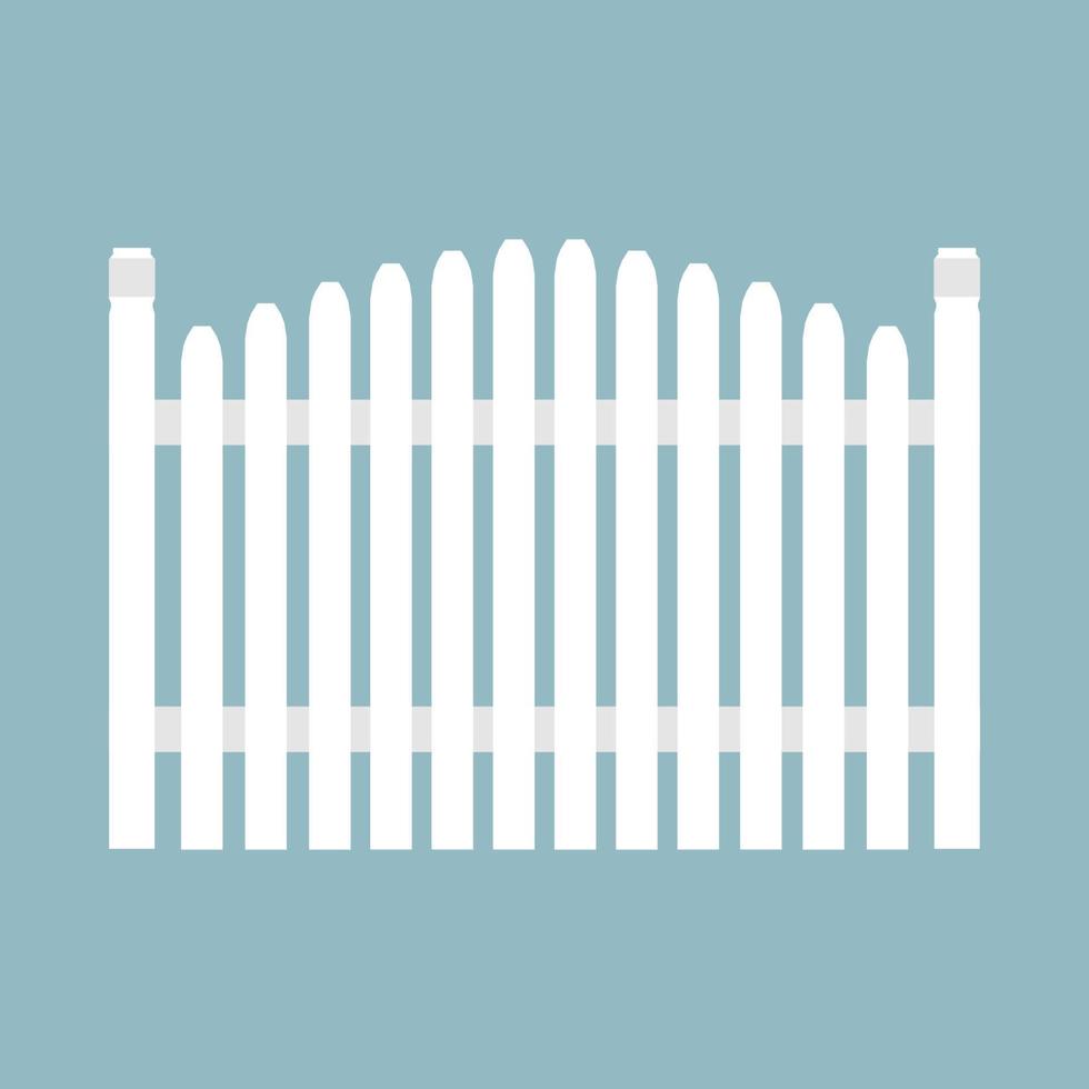 Fence white vector icon protection architecture element wooden plank. Flat farm structure