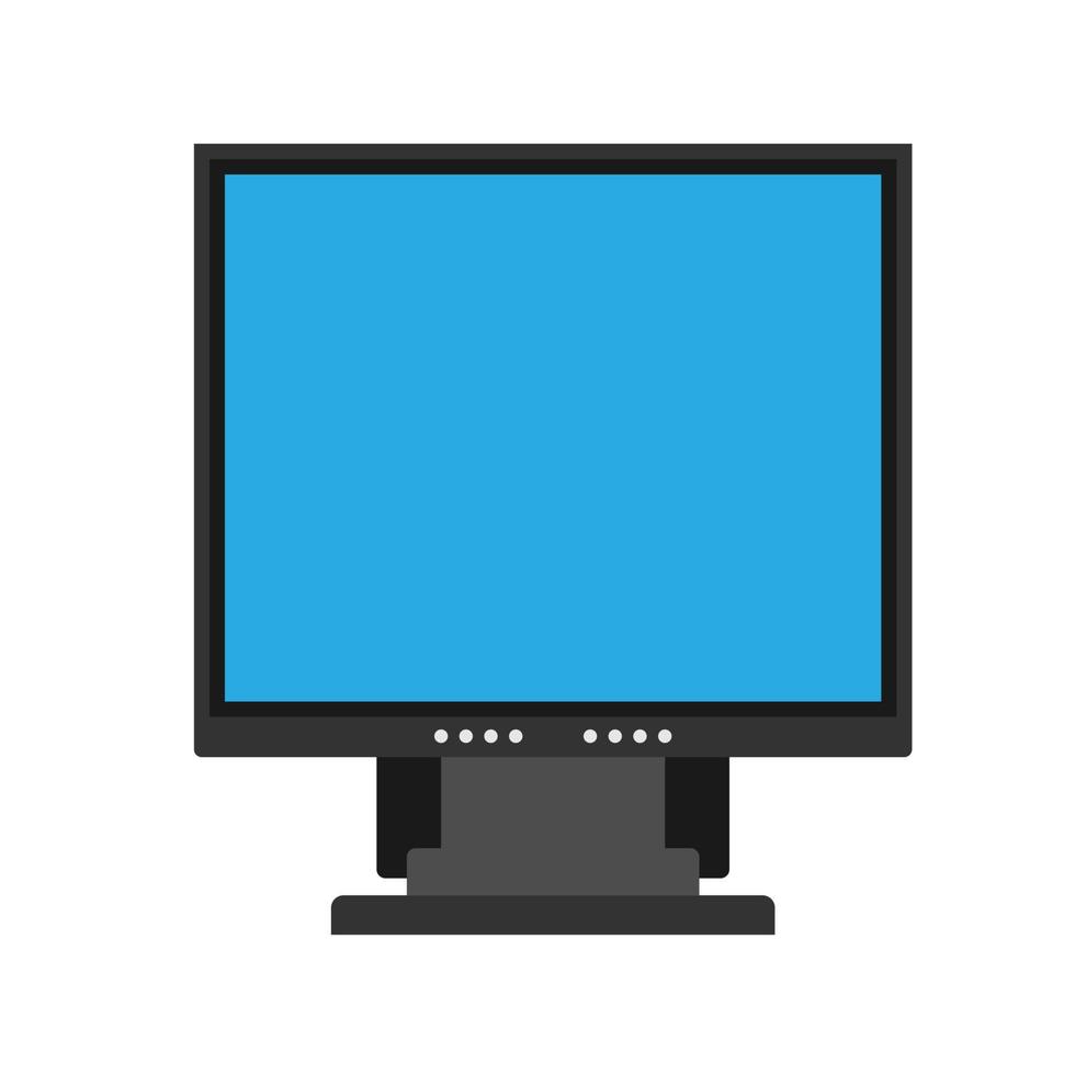 Monitor screen front view display vector icon. Above computer electronic isolated white. Flat PC device equipment office