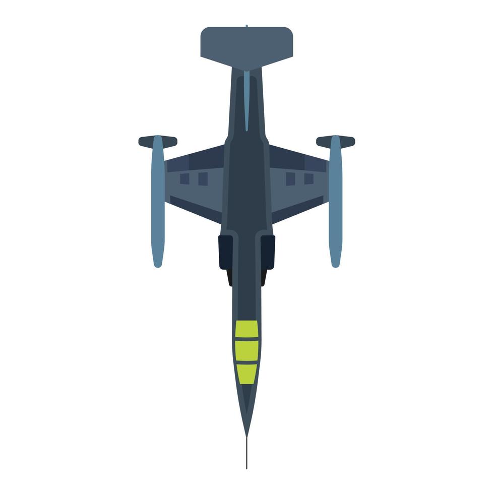 Interceptor aircraft military illustration aviation top view vector icon. Jet fighter navy plane attack. Warfare speed vehicle