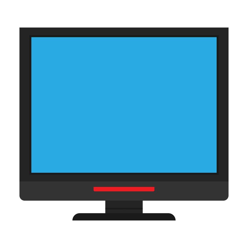 Monitor screen front view display vector icon. Above computer electronic isolated white. Flat PC device equipment office