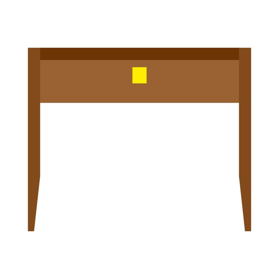 mesa de vector de vista frontal de oficina de escritorio. Icono plano aislado de lugar de trabajo de madera de negocios