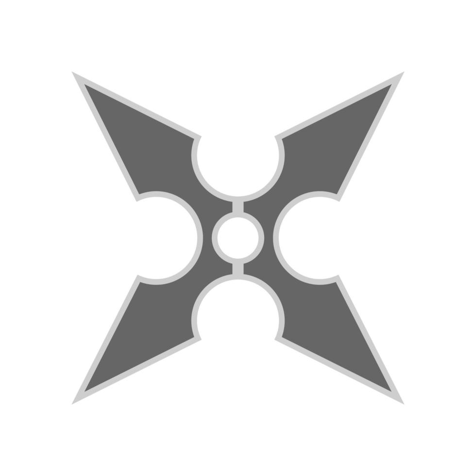 Throwing star ninja shuriken vector flat icon. Kill fun antique seam simple sharp silhouette weapon.