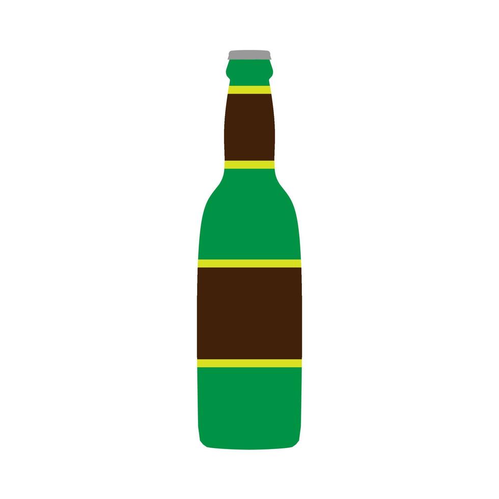 botella de cerveza verde vector símbolo de vidrio. comida alcohol plano icono vista frontal