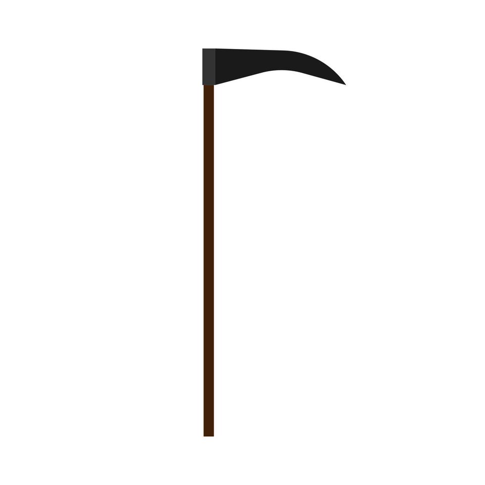 Scythe black gardening harvest tool flat icon vector. Field sharp work cutter vector