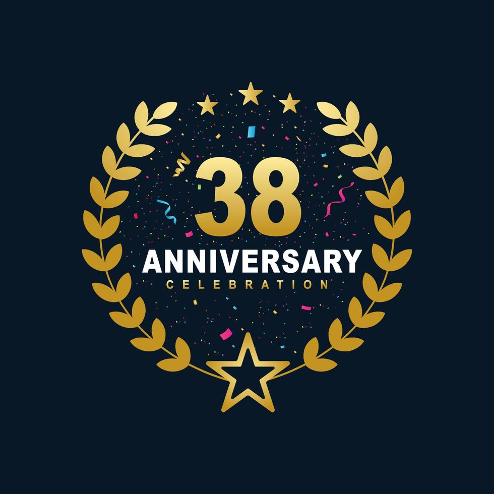 38 Anniversary celebration design, luxurious golden color 38 years Anniversary design. vector