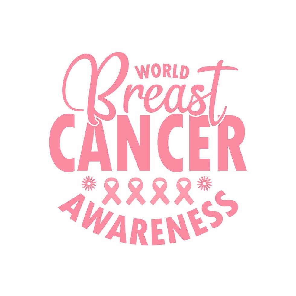 Breast Cancer Awareness month in October. vector Calligraphy Poster pink ribbon, template. Vector illustration.