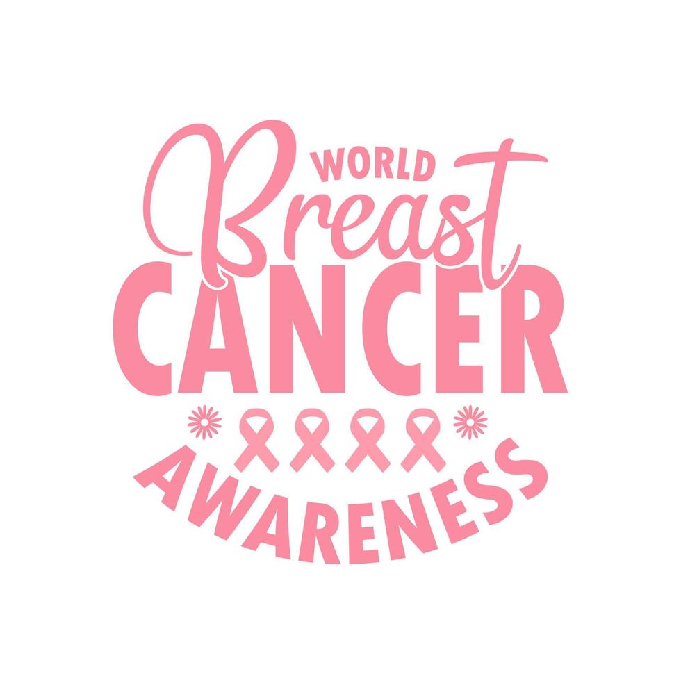 Breast Cancer Awareness month in October. vector Calligraphy Poster pink ribbon, template. Vector illustration.