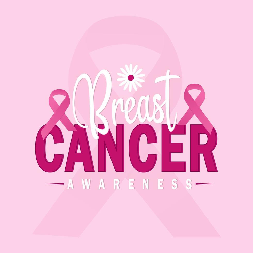 Breast Cancer Awareness month in October. vector Calligraphy Poster pink ribbon, template. Vector illustration.