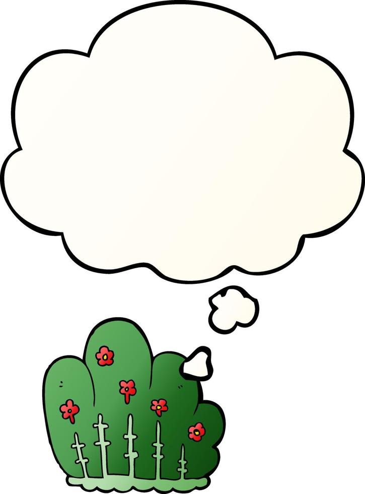 cartoon hedge and thought bubble in smooth gradient style vector