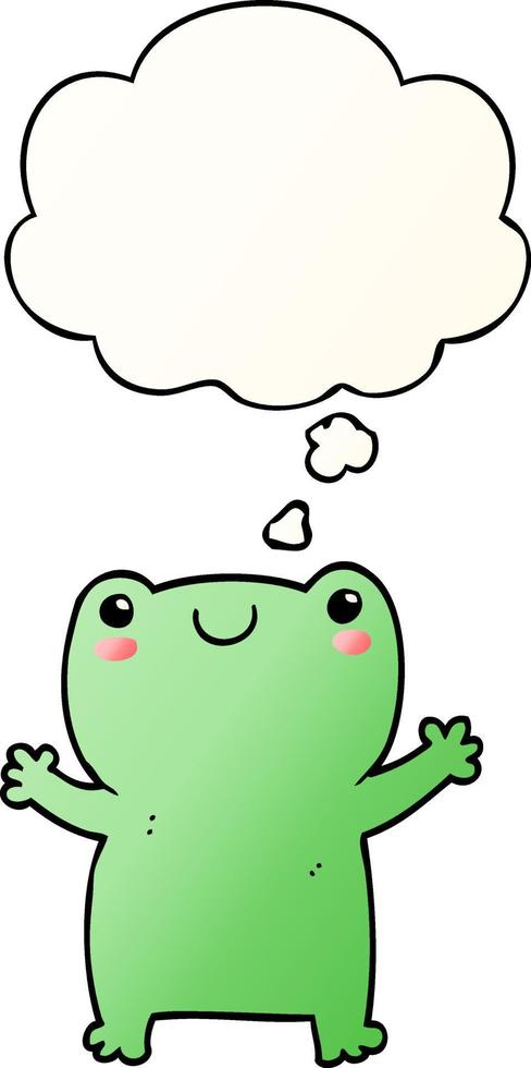 cute cartoon frog and thought bubble in smooth gradient style vector